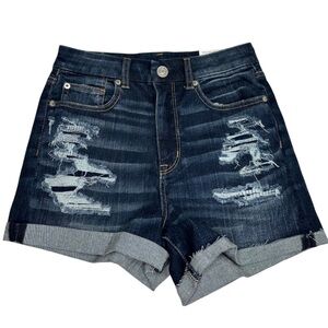 American Eagle Curvy Hi-Rise Shortie Distressed Next Level Stretch Size 2